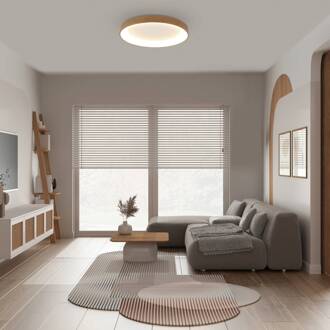 Plafondlamp Niseko II CCT afstandsbediening Ø50cm houtkleurig