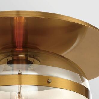 Plafondlamp NOTTINGHAM, antiek messing, Ø 35 cm, glas/metaal