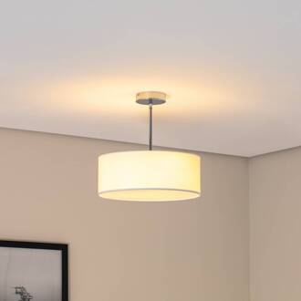 Plafondlamp Oja, wit/chroom, textiel, Ø 40 cm chroom, wit