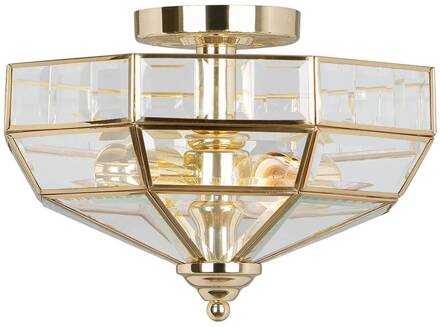 Plafondlamp Old Park, gepolijst messing gepolijst messing, helder