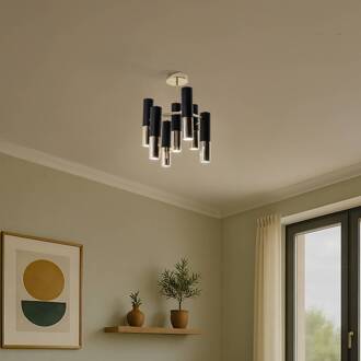 Plafondlamp Orino, zwart/goud, metaal, 7-lamps, GU10 goud, zwart