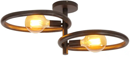 Plafondlamp Pebble 2 lichts L 73 cm zwart