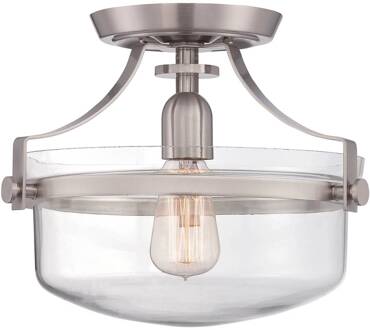 Plafondlamp Penn Station geborsteld nikkel, helder
