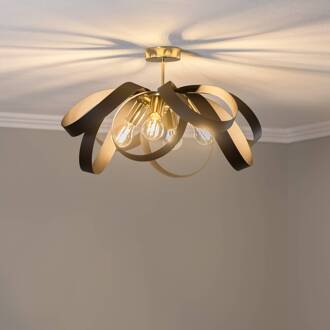 plafondlamp Petla, zwart/goud, metaal, Ø 65 cm zwart, goudkleurig