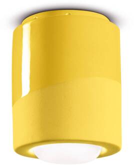 Plafondlamp PI, cilindervormig, Ø 12,5 cm geel