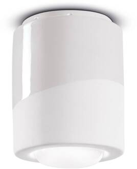 Plafondlamp PI, cilindervormig, Ø 12,5 cm wit