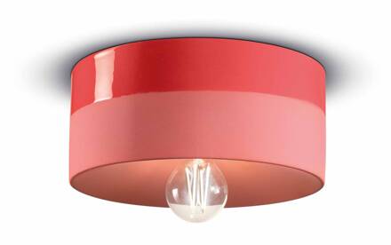 Plafondlamp Pi keramiek glanzend/mat Ø 25 cm rood