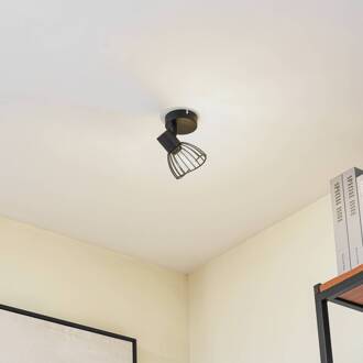 plafondlamp Piena, zwart, 1-lamp, metaal, Ø 9,3cm