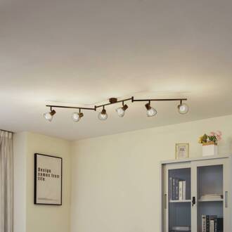 plafondlamp Piena, zwart, 6-lamps, metaal, 150cm