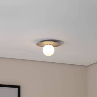 Plafondlamp Pixie, grijs, glas, Ø 25 cm, bol, G9 grijs, opaal