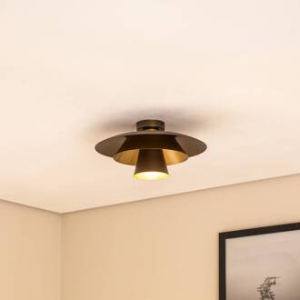 Plafondlamp Plato, titanium/goudkleurig, metaal, Ø 38 cm, E27 titanium, goud