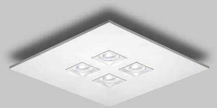 Plafondlamp Polifemo, 4-lichts, wit wit / opaal