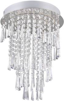 Plafondlamp Pomp, Ø 30 cm, chroom, acryl/metaal, CCT chroom, helder