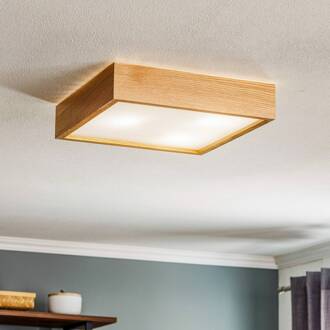 Plafondlamp Quatro DR met houten frame, 38,5cm licht hout, wit