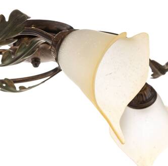 Plafondlamp Quercia 3-lamps crème/brons/groen roomwit, antiek brons, groen