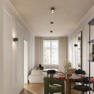 Plafondlamp RIBLA, olijfgroen, Ø 10 cm, metaal, GX53