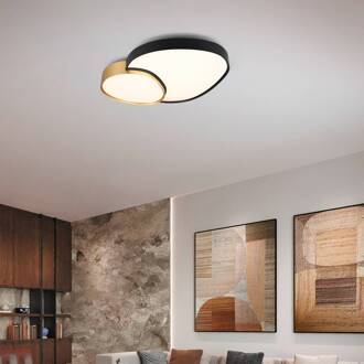 Plafondlamp Rise, zwart-goud, 77 x 63 cm, CCT, dimbaar zwart, goud
