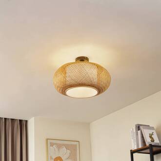 plafondlamp Romaine, bamboe, naturel/wit, Ø 50 cm Licht hout, wit