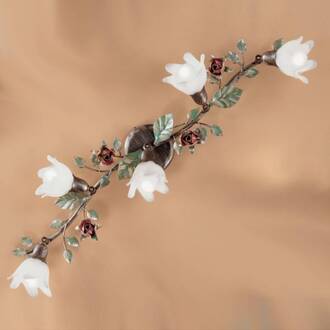 Plafondlamp Rosaio, langwerpig, met vijf lampjes Oud goud, groen, rood, wit