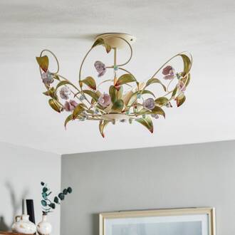 Plafondlamp Rose als kroonluchter, 5-lamps kleurrijk, wit