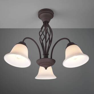 Plafondlamp Rustica, roestkleuren, 3-lamps roestkleurig, wit