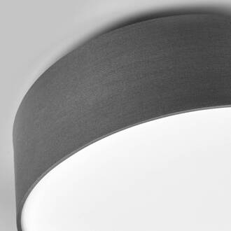 plafondlamp Sebatin, Ø 40 cm, grijs, stof, E27 grijs, wit, mat nikkel
