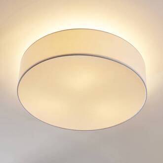 plafondlamp Sebatin, Ø 50 cm, wit, stof, E27 wit, mat nikkel