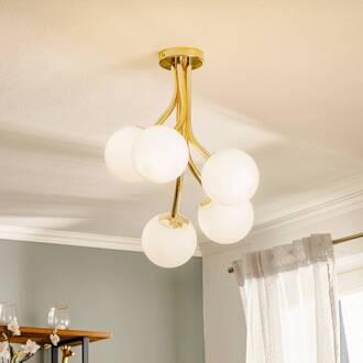 Plafondlamp Selva, 5-lamps versprongen, goud goud, wit