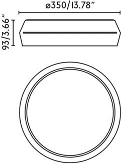 Plafondlamp Shoku, wit/zwart, aluminium/PMMA, Ø 35 cm