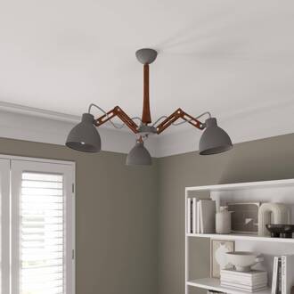 Plafondlamp Skansen 3-lamps verstelbaar, grijs grijs, donker hout