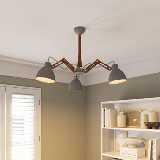 Plafondlamp Skansen 3-lamps verstelbaar, grijs grijs, donker hout