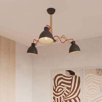 Plafondlamp Skansen 3-lamps verstelbaar, zwart zwart, licht hout