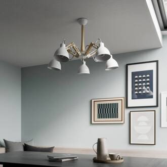 Plafondlamp Skansen 5-lamps instelbaar, wit wit, licht hout