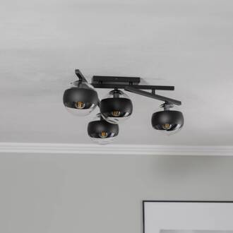 Plafondlamp Smart, zwart/helder, 4-lamps zwart, helder