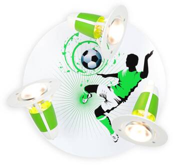 Plafondlamp Soccer, 3-lamps, groen-wit