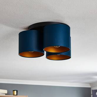 Plafondlamp Soho cilindrisch, 3-lamps blauw/goud donkerblauw, zwart, goud