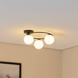 Plafondlamp Sopra, opaalwit/zwart, glas, E14 opaalwit, zwart