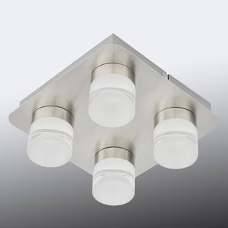 Plafondlamp Stefanie met vier Led-lichtbronnen geborsteld staal, gesatineerd