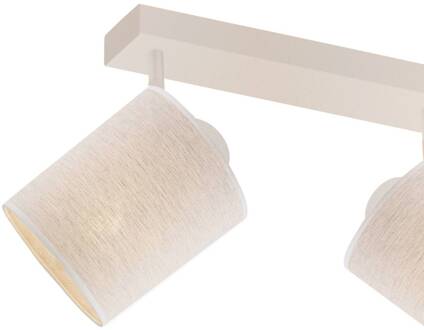 Plafondlamp Suerte, crèmewit, linnen textiel, 2-lamps roomwit, beige