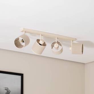 Plafondlamp Suerte, crèmewit, linnen textiel, 4-lamps roomwit, beige