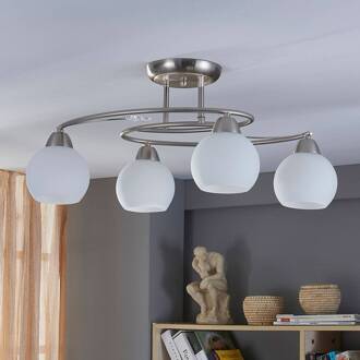 Plafondlamp Svean, 4-lamps wit, mat nikkel