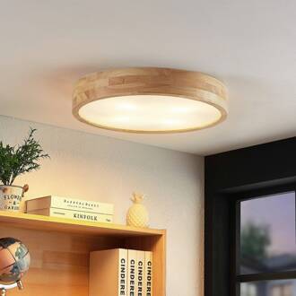 plafondlamp Tanju, Ø 50 cm, 4-lamps, eikenhout, E27 licht hout, wit