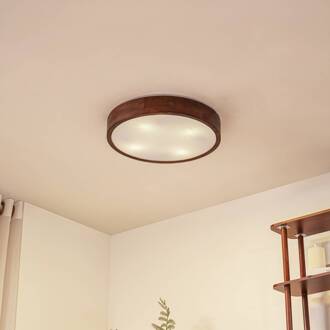 plafondlamp Tanju, Ø 50 cm, walnoothout, 4-lamps, E27 walnootkleurig, wit