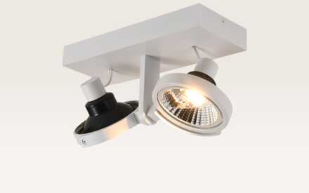 Plafondlamp Telesto bianco II - GU10-fitting - IP20 voor binnen - Wit - Aluminium - Dubbele spotlight