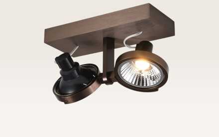 Plafondlamp Telesto bronzo II - GU10-fitting - IP20 voor binnen - Brons - Aluminium - Dubbele spotlight Geanodiseerd brons