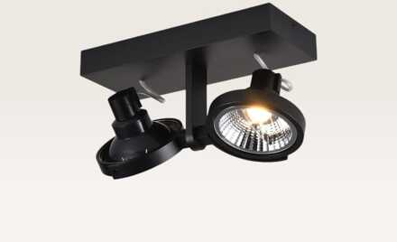 Plafondlamp Telesto nero II - GU10-fitting - IP20 voor binnen - Zwart - Aluminium - Dubbele spotlight