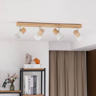 plafondlamp Thorin, 67 cm, 4-lamps, wit, hout, E14 licht hout, wit