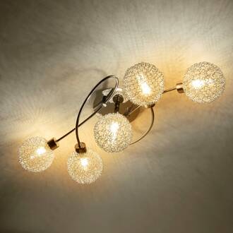 Plafondlamp Ticino, 5-lamps, lang zilver, chroom