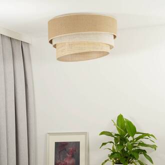 plafondlamp Trio jute, naturelbruin/wit/raffia Ø 60 cm natuurlijk bruin, wit