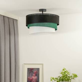 plafondlamp Trio, zwart/groen/wit, textiel, Ø 45 cm zwart, groen, wit